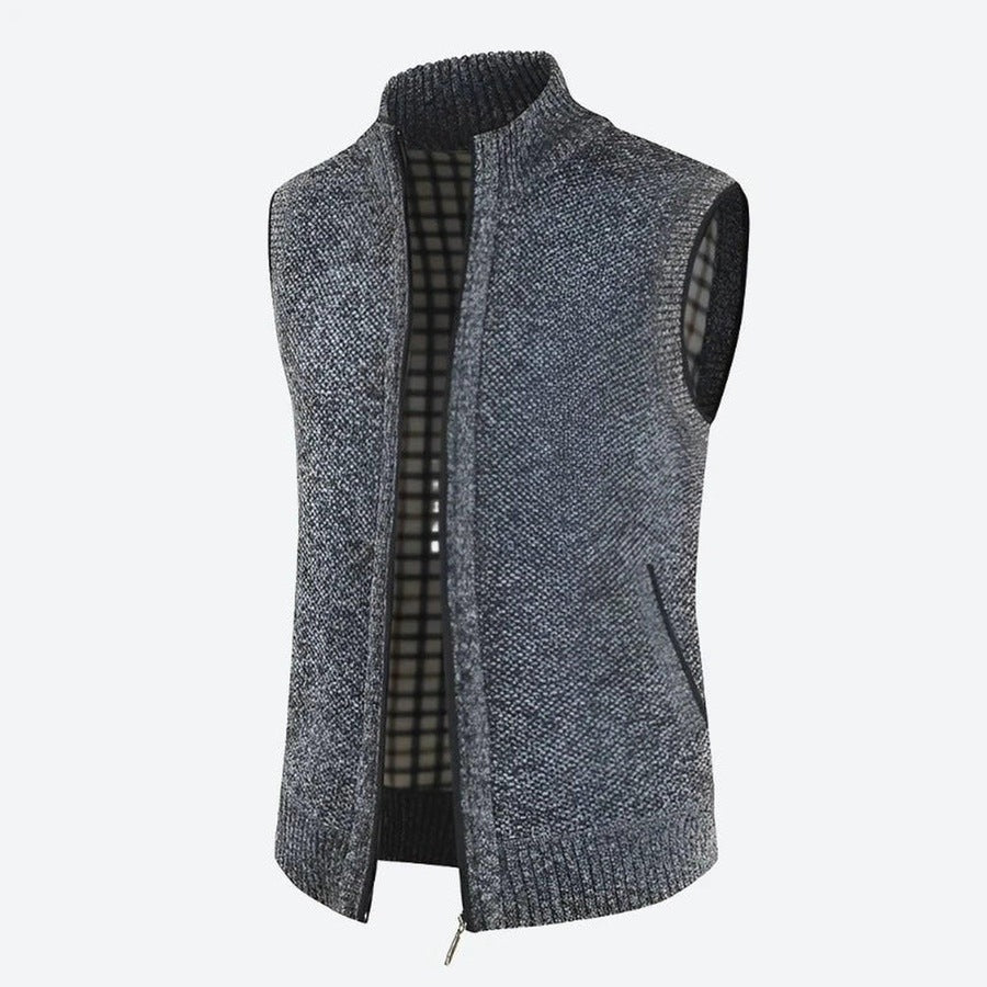 Warm Knit Sleeveless Zip Vests