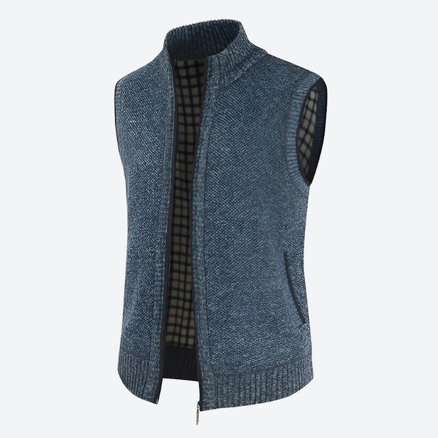 Warm Knit Sleeveless Zip Vests