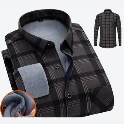 Warm Plaid Fleece-Lined Button Shirts