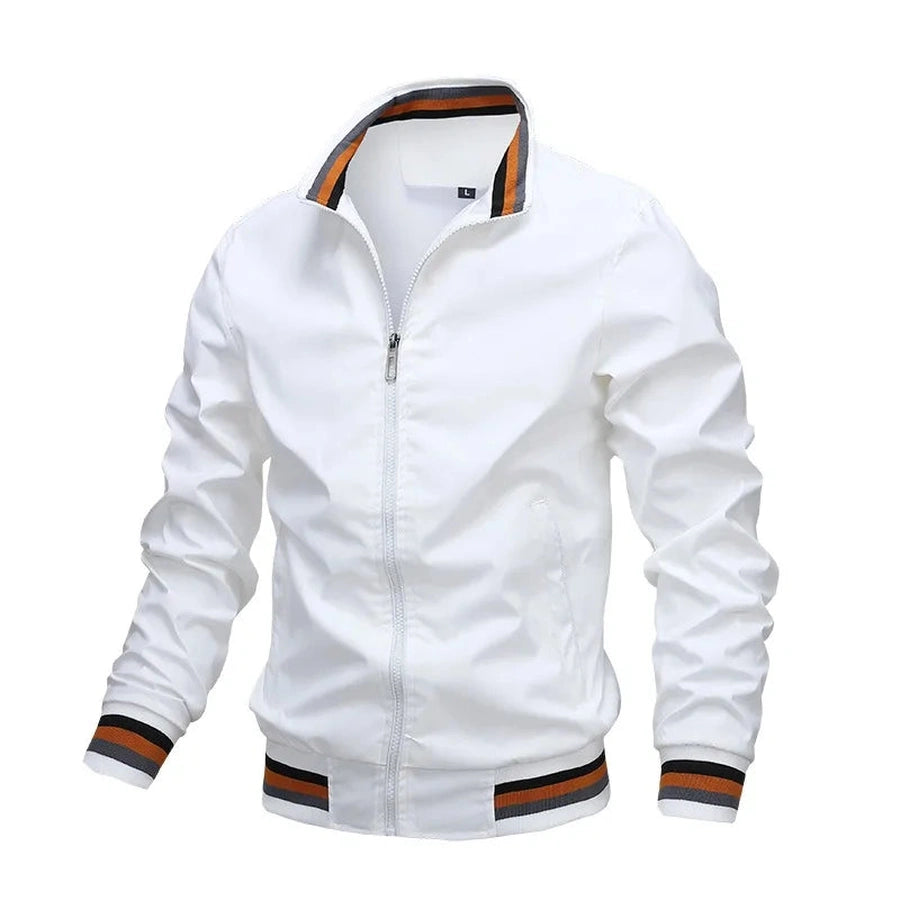 White Striped Collar Bomber Jackets