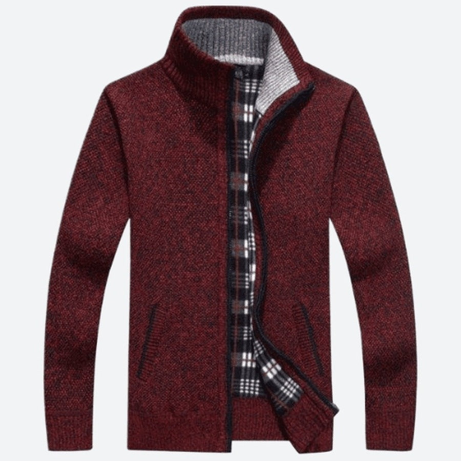 Classic Zippered Wool Blend Knit Jackets