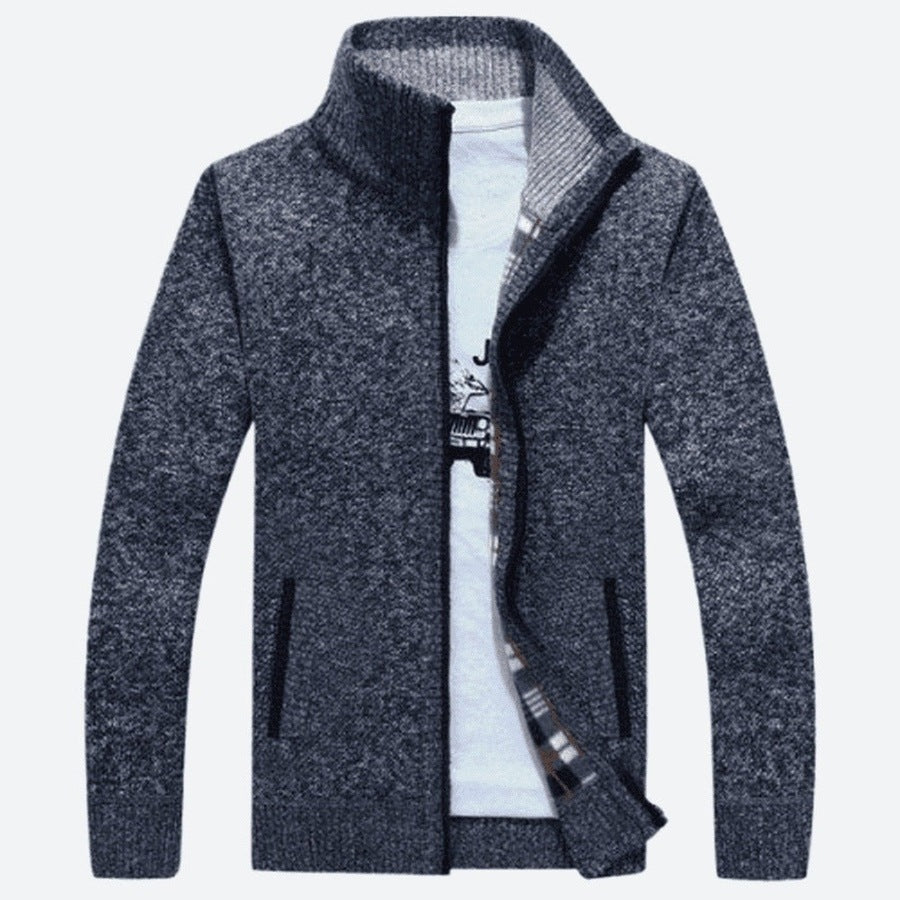 Classic Zippered Wool Blend Knit Jackets