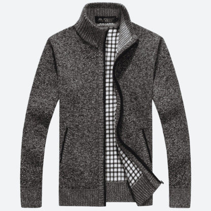 Classic Zippered Wool Blend Knit Jackets