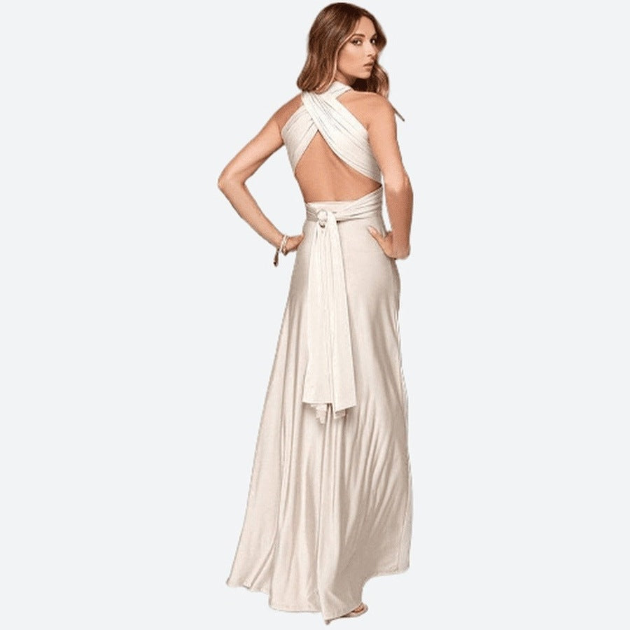 Elegant Backless Wrap Maxi Dresses