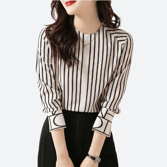 Elegant Striped Long Sleeve Blouses