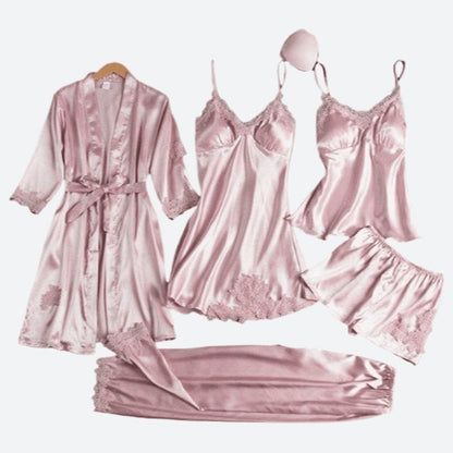 Luxurious Satin Five-Piece Sleepwear Set