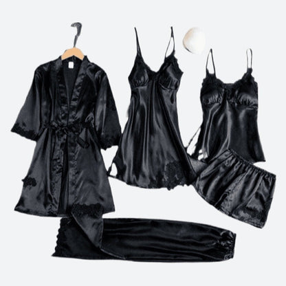 Luxurious Satin Five-Piece Sleepwear Set