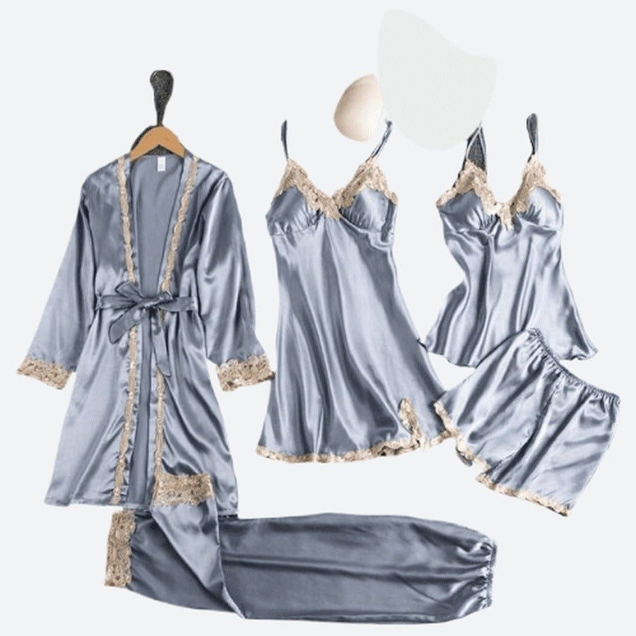 Luxurious Satin Five-Piece Sleepwear Set