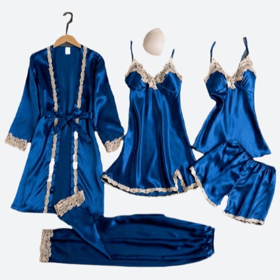 Luxurious Satin Five-Piece Sleepwear Set