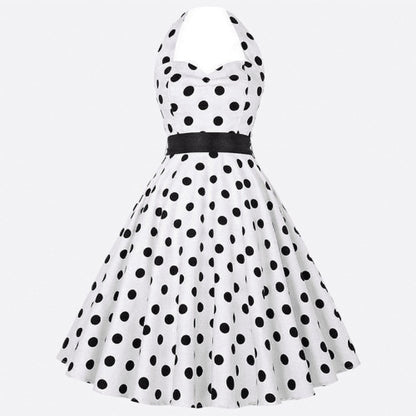 Retro Halter Neck Polka Dot Dresses