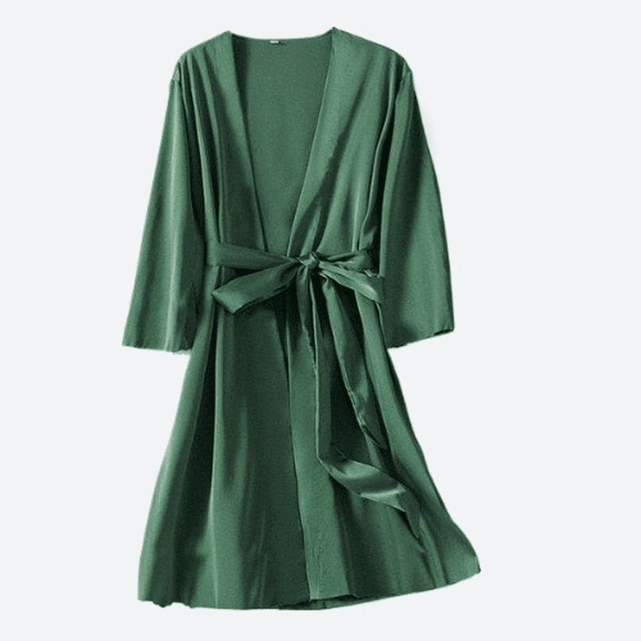 Satin Belted Kimono Style Robes