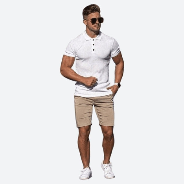 Sleek Ribbed Texture Slim Polo Shirts