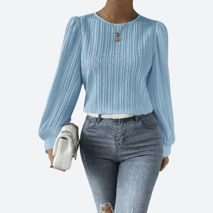 Stylish Round Neck Long Sleeve Blouses