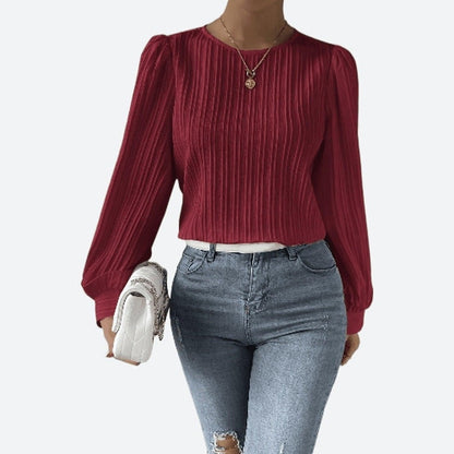 Stylish Round Neck Long Sleeve Blouses