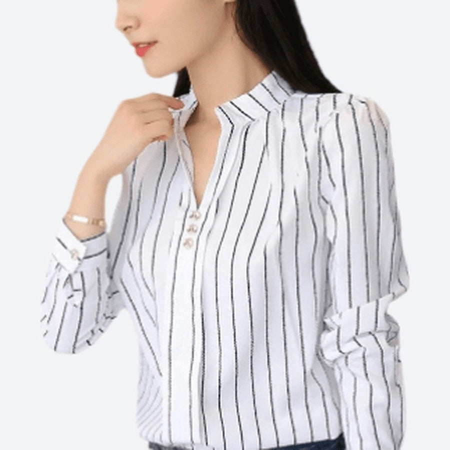 Trendy Stripe Print Polyester Blouses