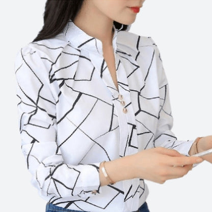 Trendy Stripe Print Polyester Blouses