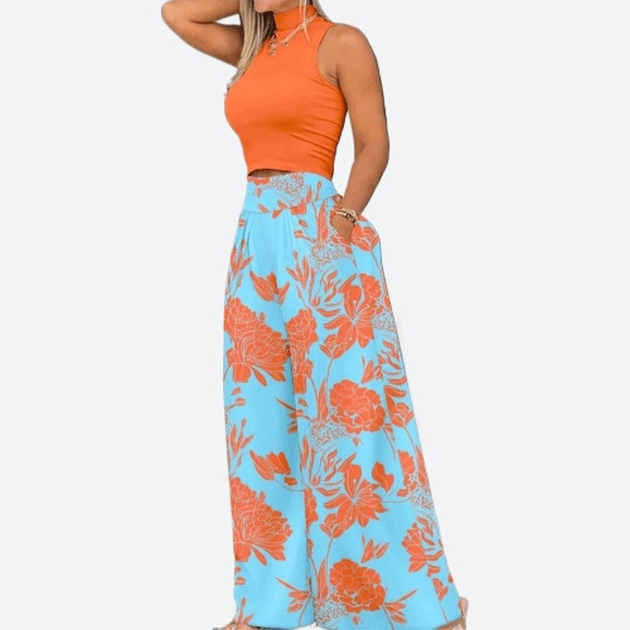 Tropical Print Wide-Leg Dresses