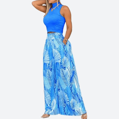 Tropical Print Wide-Leg Dresses