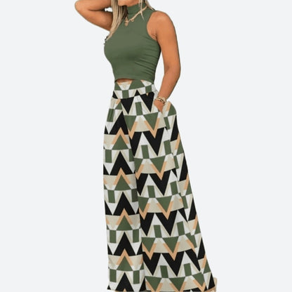 Tropical Print Wide-Leg Dresses